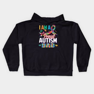 I Am A Proud Autism Dad Autism Awareness Ribbon Kids Hoodie